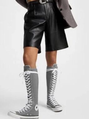 New Converse Gray Knee-High Chuck Taylor All Star Lace-Up Punk Inspired Edge 9